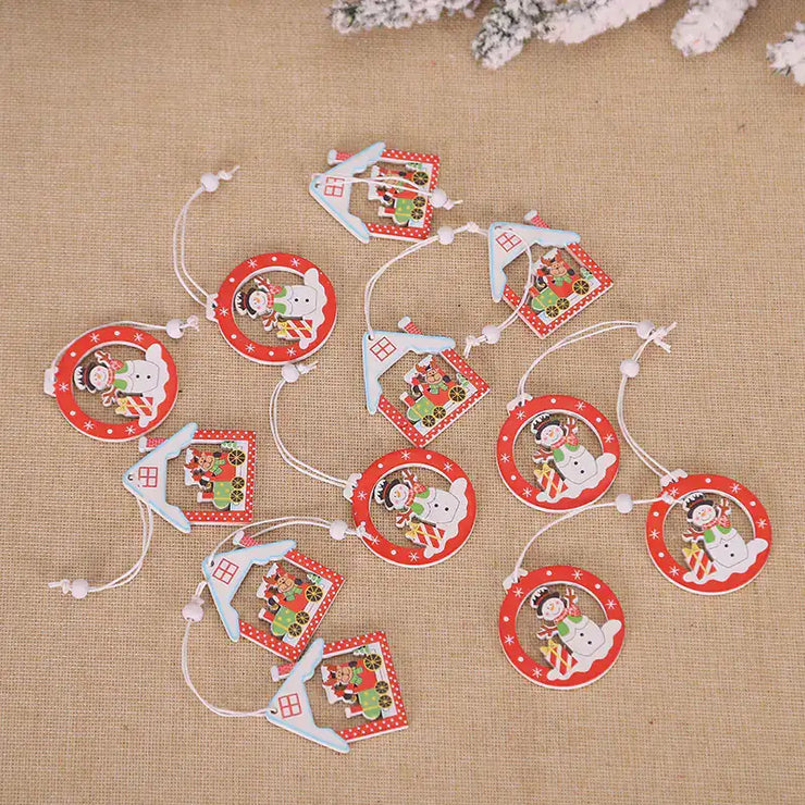 Creative Colorful Wooden Christmas Tree Ornaments Set