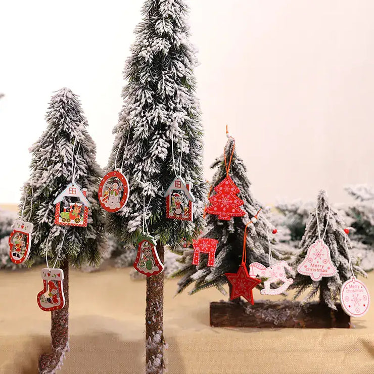 Creative Colorful Wooden Christmas Tree Ornaments Set
