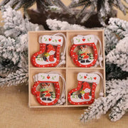 Creative Colorful Wooden Christmas Tree Ornaments Set