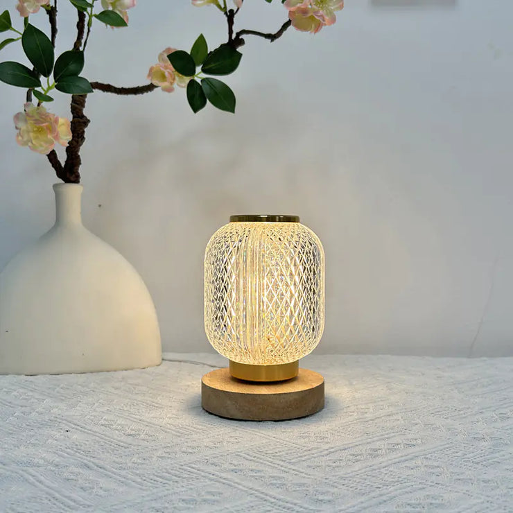 Creative Wooden Atmosphere Lamp with Crystal Accent
