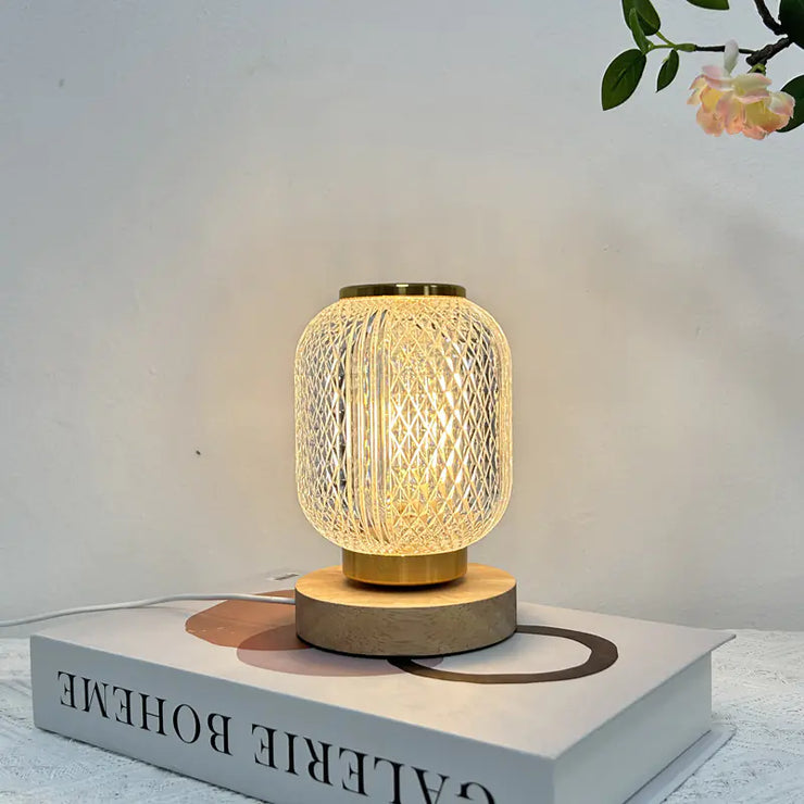 Creative Wooden Atmosphere Lamp with Crystal Accent