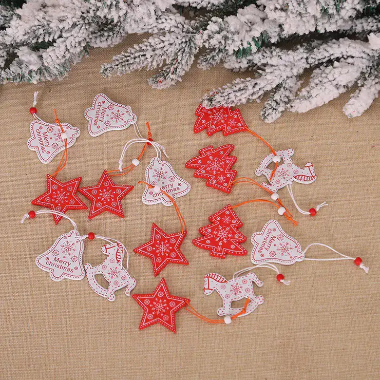Creative Colorful Wooden Christmas Tree Ornaments Set